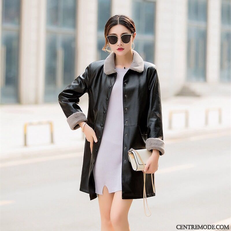 Cuir Pas Cher Femme, Magasin Veste Cuir Écarlate Noir