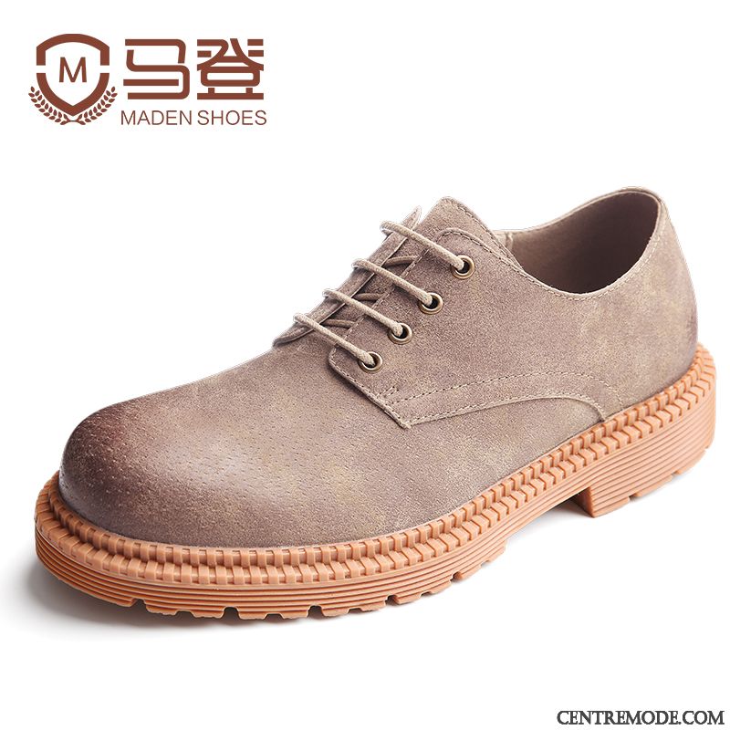 Derbies En Daim Homme Vert Jaunâtre Brun, Derbies Hautes Cuir Homme Pas Cher