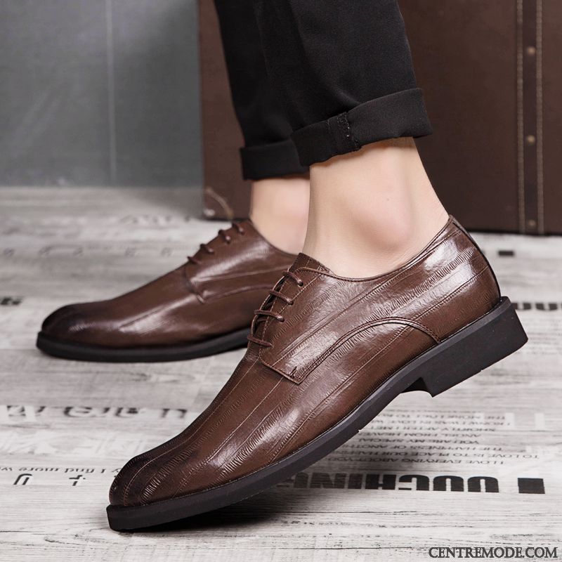 Derbies Homme Angleterre Mariée Chaussures En Cuir Entreprise Tendance Décontractée Noir