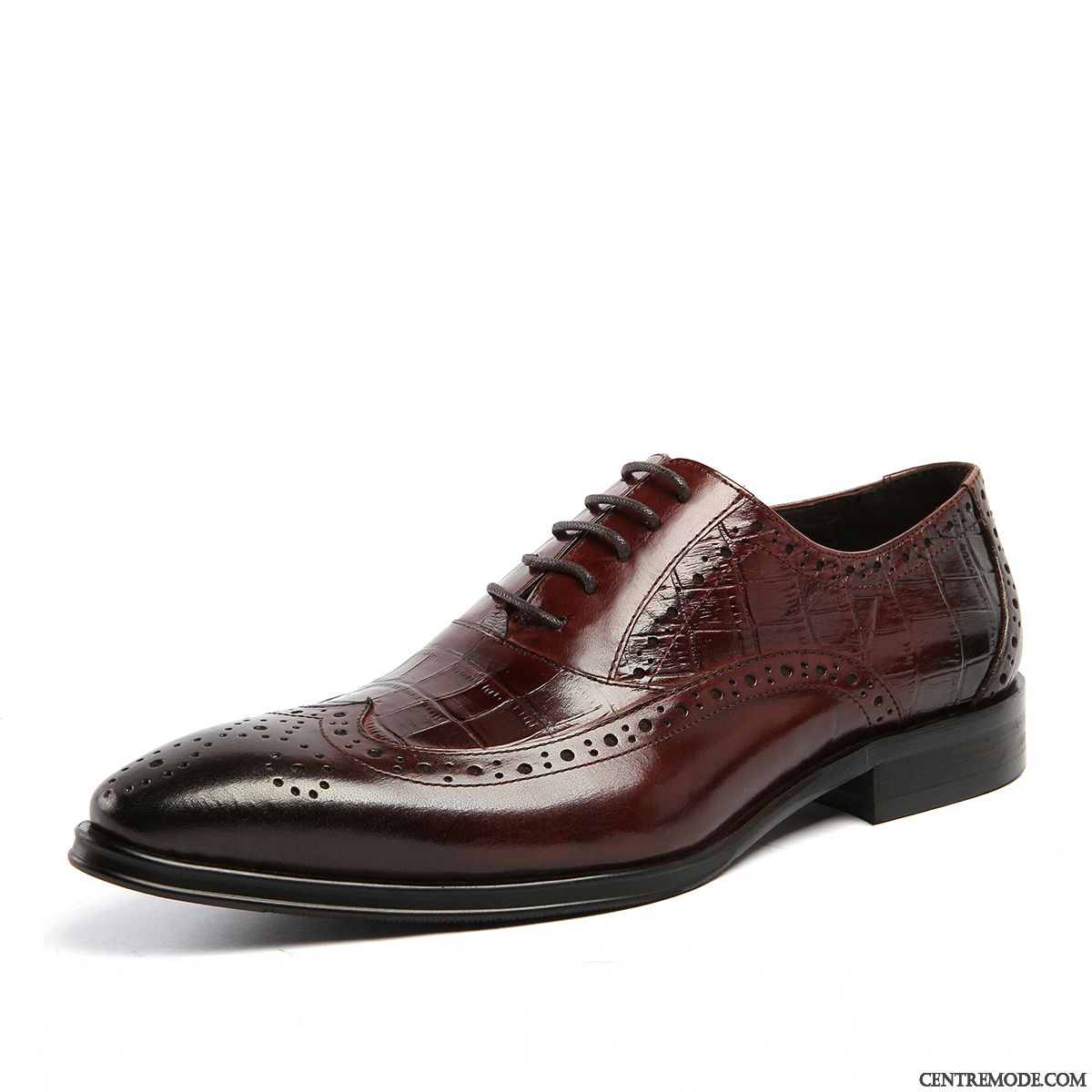 Derbies Homme Angleterre Pointe Pointue Chaussures De Mariage Laçage Chaussures En Cuir Tendance Marron