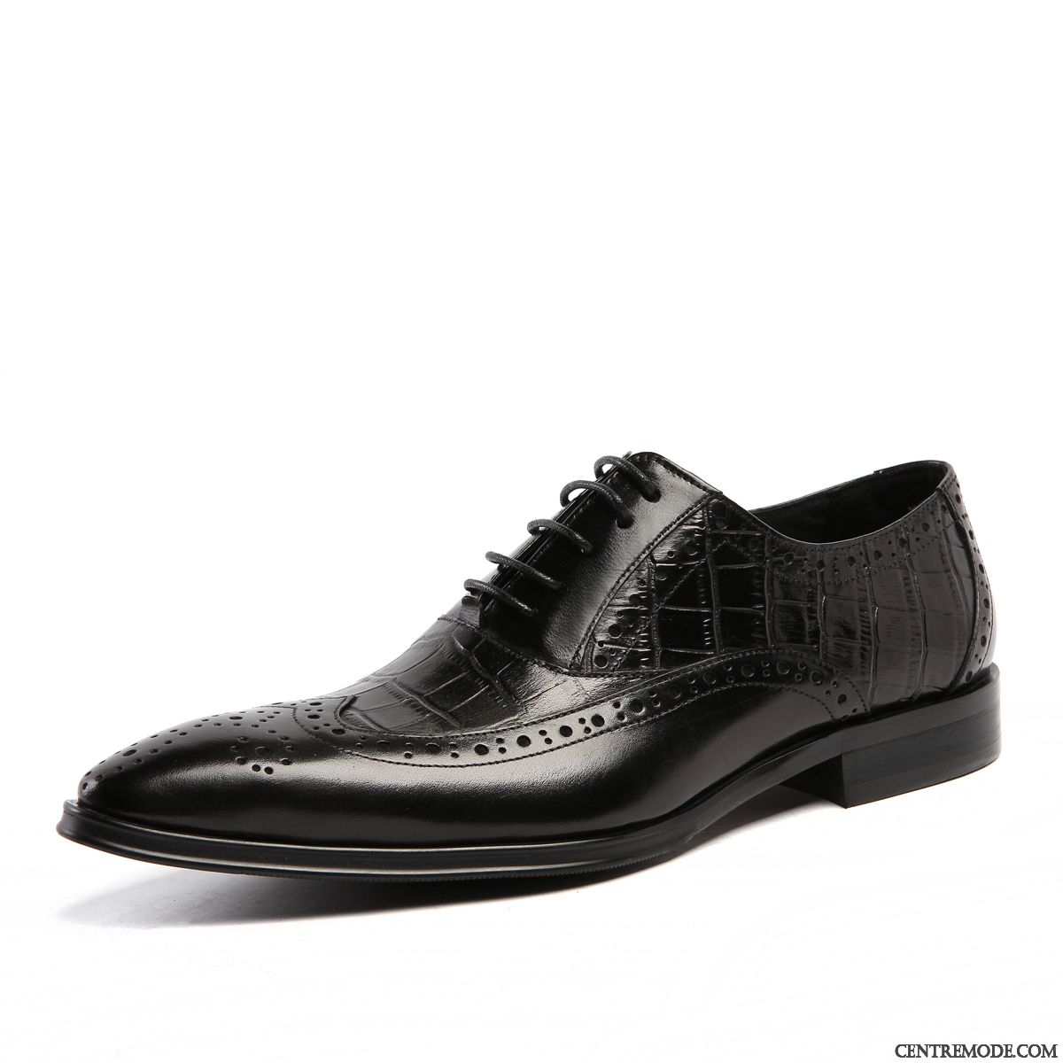 Derbies Homme Angleterre Pointe Pointue Chaussures De Mariage Laçage Chaussures En Cuir Tendance Marron