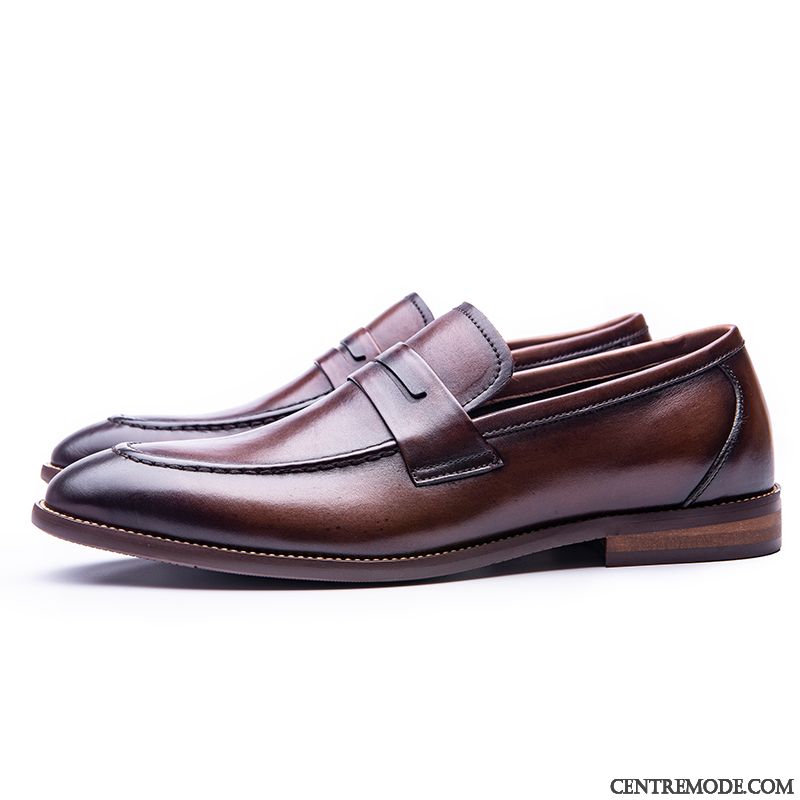 Derbies Homme Angleterre Rétro Chaussures En Cuir Entreprise Dessus Cuir Cuir Véritable Noir