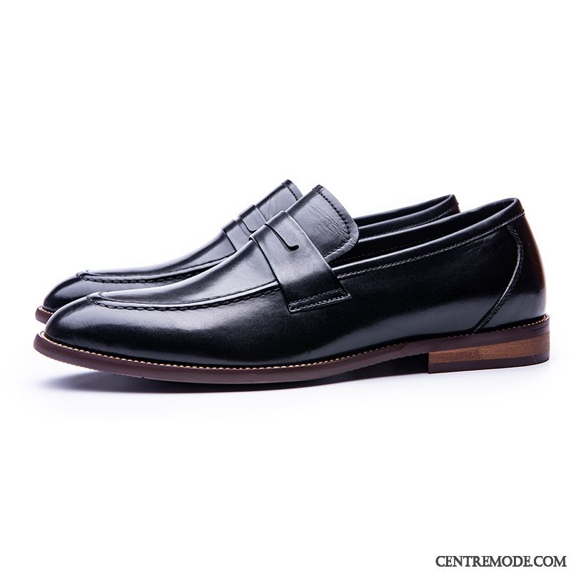 Derbies Homme Angleterre Rétro Chaussures En Cuir Entreprise Dessus Cuir Cuir Véritable Noir