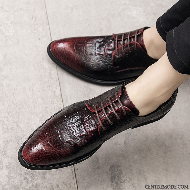 Derbies Homme Angleterre Tendance Hiver Pointe Pointue Chaussures En Cuir Décontractée Noir