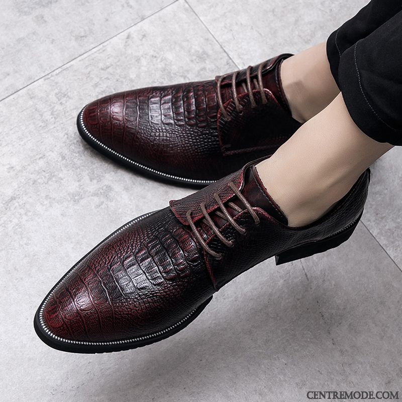 Derbies Homme Angleterre Tendance Hiver Pointe Pointue Chaussures En Cuir Décontractée Noir