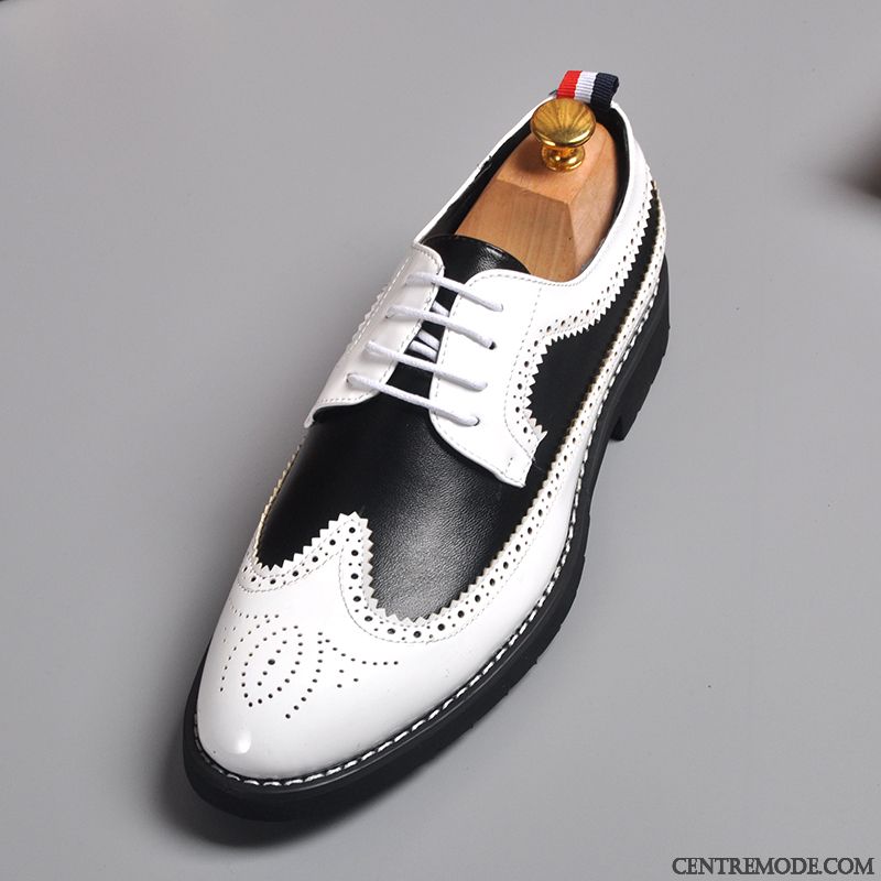 Derbies Homme Angleterre Tendance Été Beau Costume Formel Chaussures En Cuir Blanc