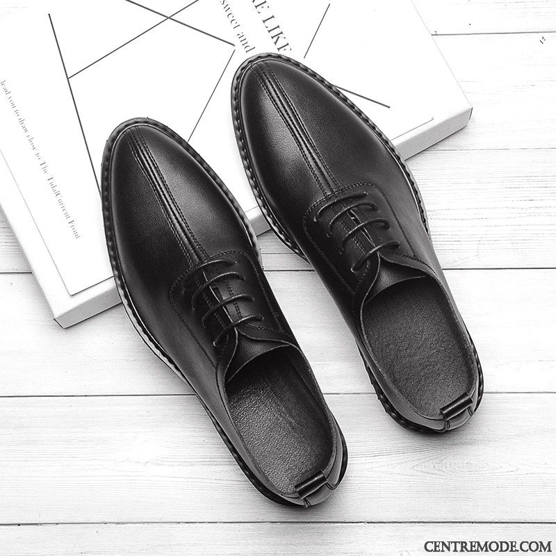 Derbies Homme Augmenté Semelle Doux Été Jeunesse Costume Formel Entreprise Noir