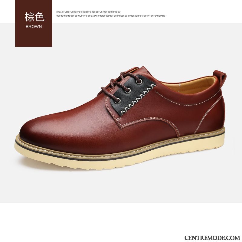 Derbies Homme Bout Rond Chaussures En Cuir Décontractée Angleterre Tendance Jeunesse Brun