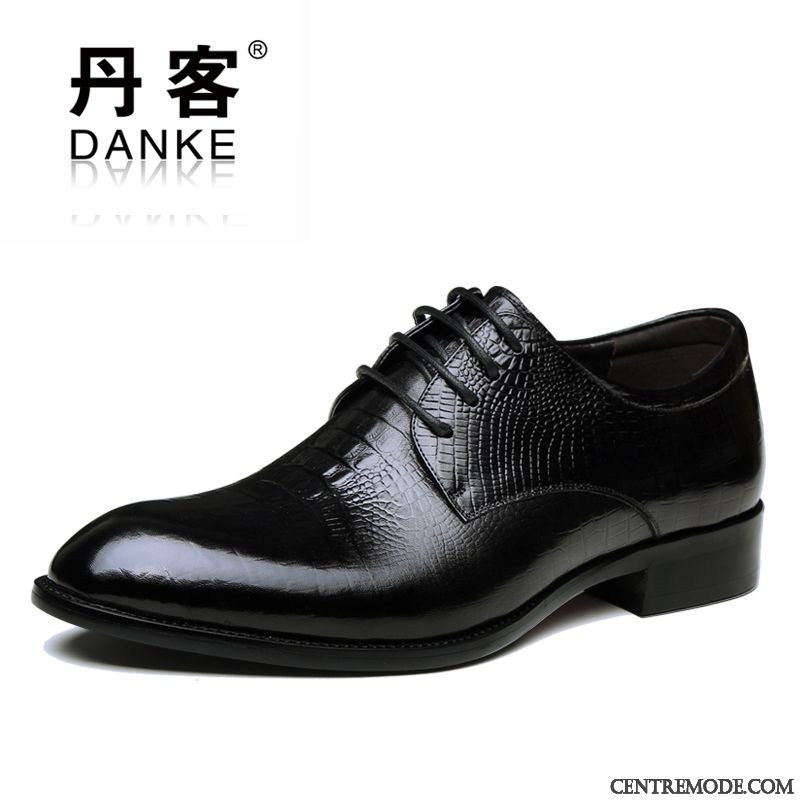 Derbies Homme Chaussures De Mariage Cuir Véritable Dessus Cuir Chaussures En Cuir Costume Formel Entreprise Impression Noir