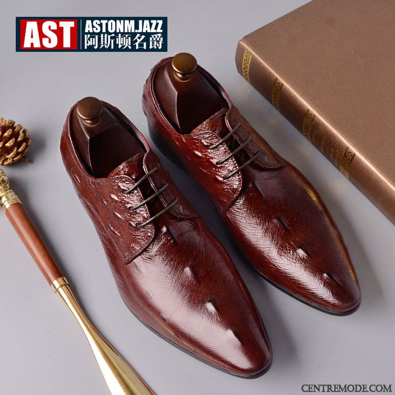 Derbies Homme Chaussures De Mariage Été Angleterre Entreprise Cuir Dessus Cuir Bleu