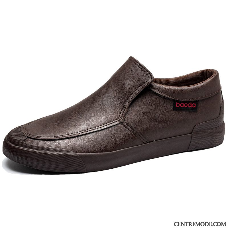 Derbies Homme Chaussures En Cuir Angleterre Tous Les Assortis Tendance Chaussures De Skate Décontractée Brun