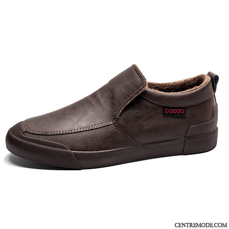 Derbies Homme Chaussures En Cuir Angleterre Tous Les Assortis Tendance Chaussures De Skate Décontractée Brun