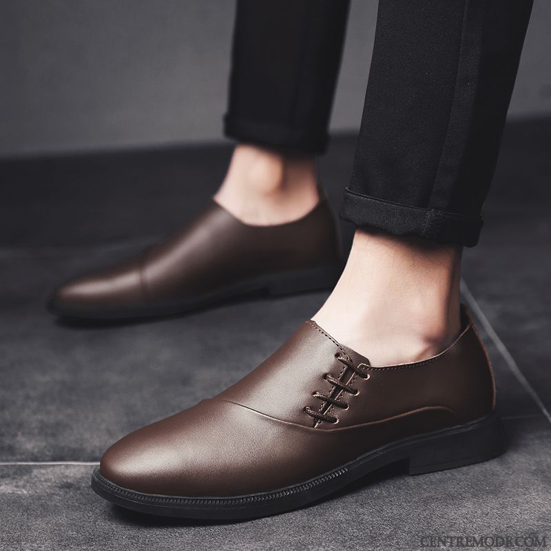 Derbies Homme Costume Formel Cuir Véritable Tendance De Boîtier Entreprise Printemps Noir