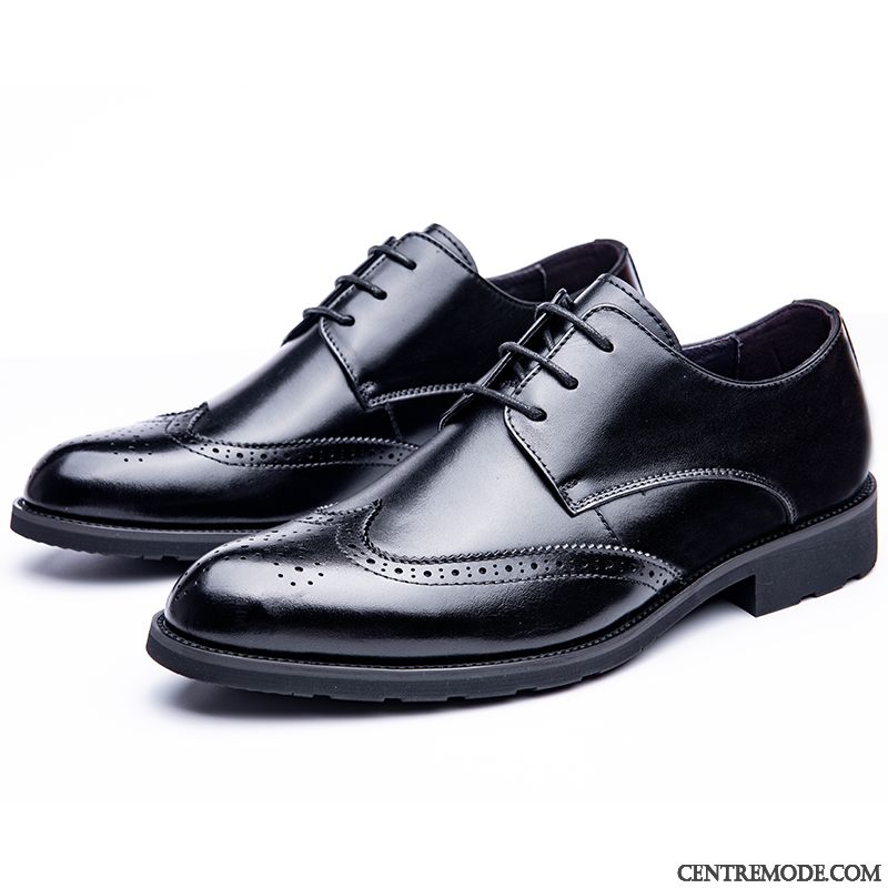 Derbies Homme Costume Formel Entreprise Cuir Véritable Fleur Chaussures En Cuir Dessus Cuir Brun