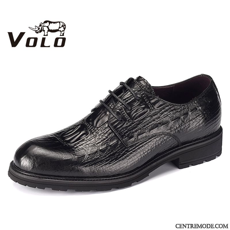 Derbies Homme Cuir L'automne Crocodile Pointe Pointue Chaussures En Cuir Tendance Noir