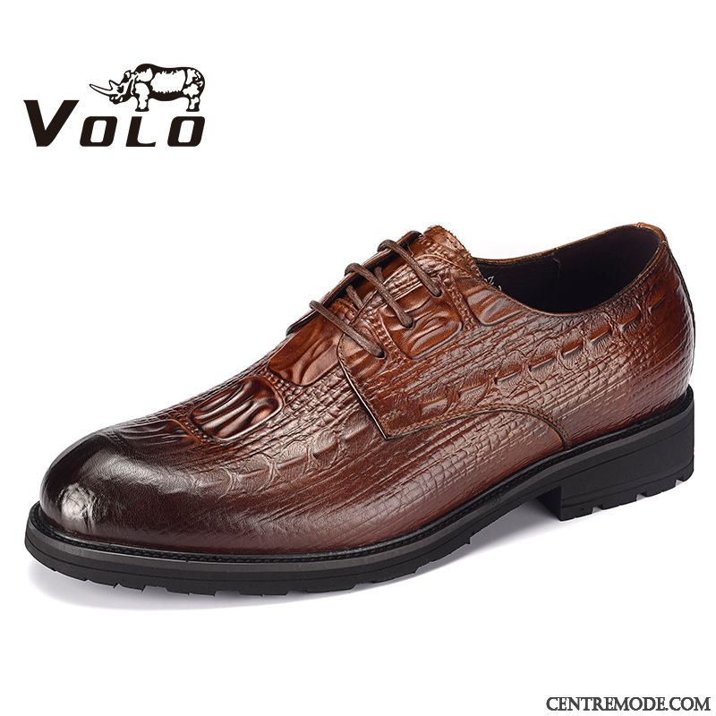 Derbies Homme Cuir L'automne Crocodile Pointe Pointue Chaussures En Cuir Tendance Noir