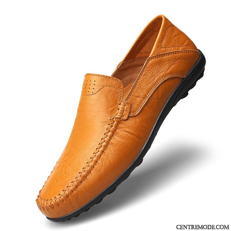 Derbies Homme Cuir Véritable Chaussures En Cuir Tendance Printemps Respirant Décontractée Rouge Marron