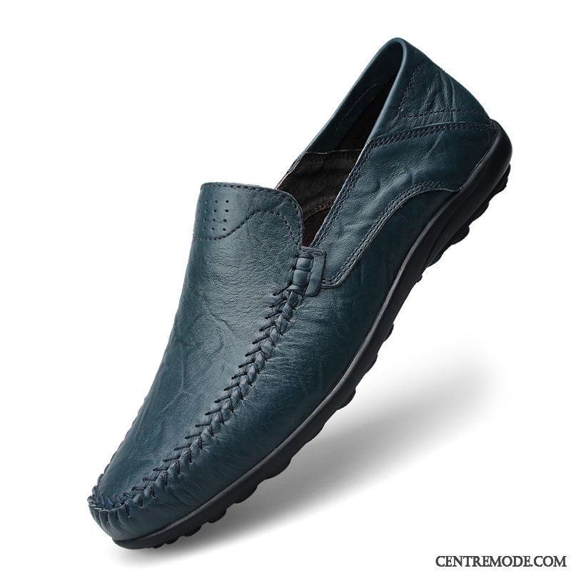 Derbies Homme Cuir Véritable Chaussures En Cuir Tendance Printemps Respirant Décontractée Rouge Marron