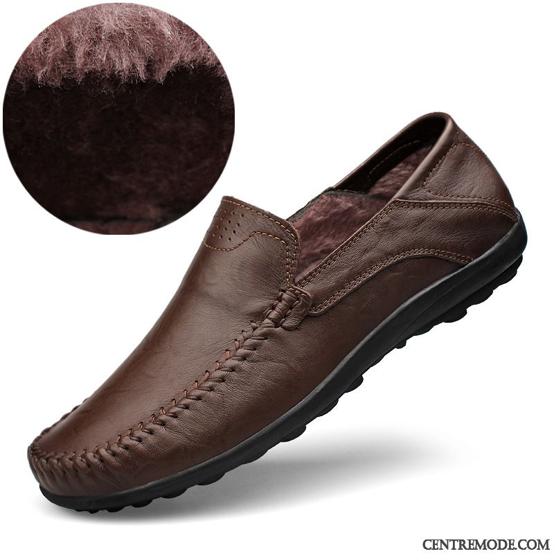 Derbies Homme Cuir Véritable Chaussures En Cuir Tendance Printemps Respirant Décontractée Rouge Marron