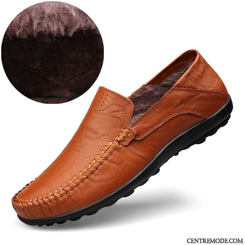 Derbies Homme Cuir Véritable Chaussures En Cuir Tendance Printemps Respirant Décontractée Rouge Marron