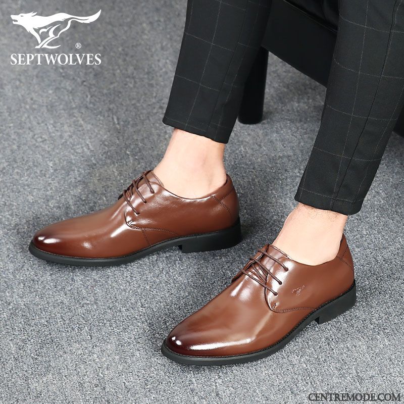 Derbies Homme Cuir Véritable Costume Formel Angleterre Chaussures En Cuir Augmenté Plus De Velours