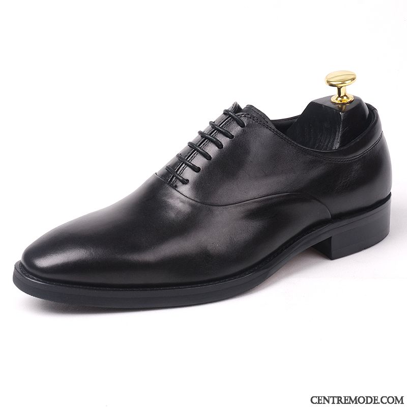 Derbies Homme Cuir Véritable Laçage Chaussures En Cuir Angleterre Pointe Pointue Costume Formel Marron