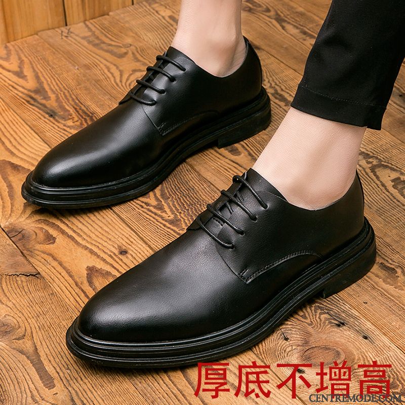 Derbies Homme Cuir Véritable Tendance Augmenté Entreprise Angleterre Décontractée Noir