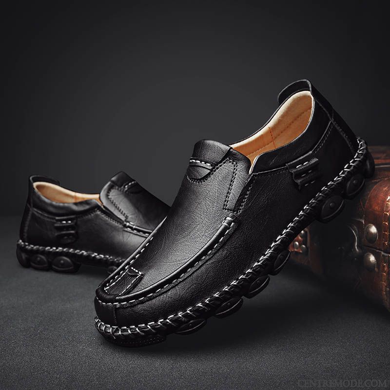 Derbies Homme Cuir Véritable Tous Les Assortis Décontractée Angleterre Semelle Doux Printemps Noir