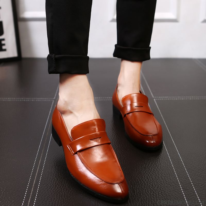 Derbies Homme De Boîtier Chaussures En Cuir Tendance Respirant Mode Été Brun