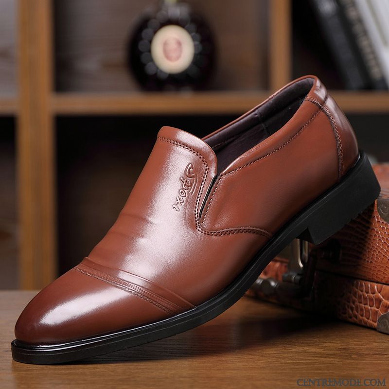 Derbies Homme Décontractée Cuir Véritable Entreprise Travailler Chaussures En Cuir De Boîtier Noir Jaune Marron