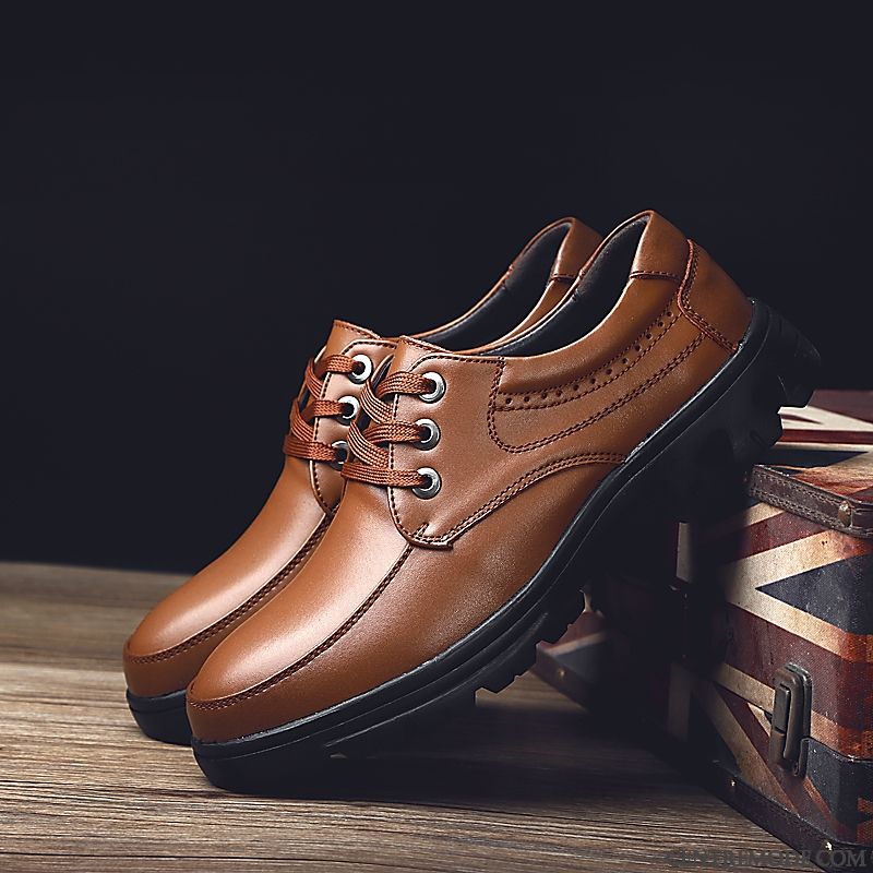 Derbies Homme Décontractée Grande Taille Gros Cuir Véritable Chaussures En Cuir Été Noir