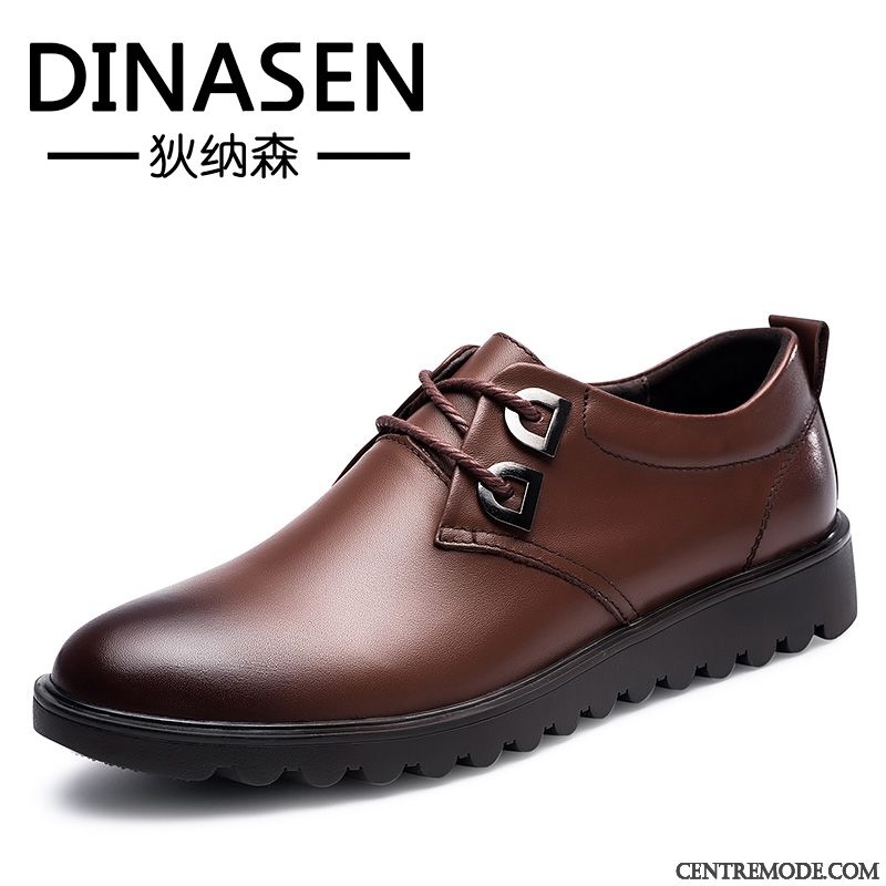 Derbies Homme Décontractée Laçage Printemps Jeunesse Chaussures En Cuir Angleterre Marron