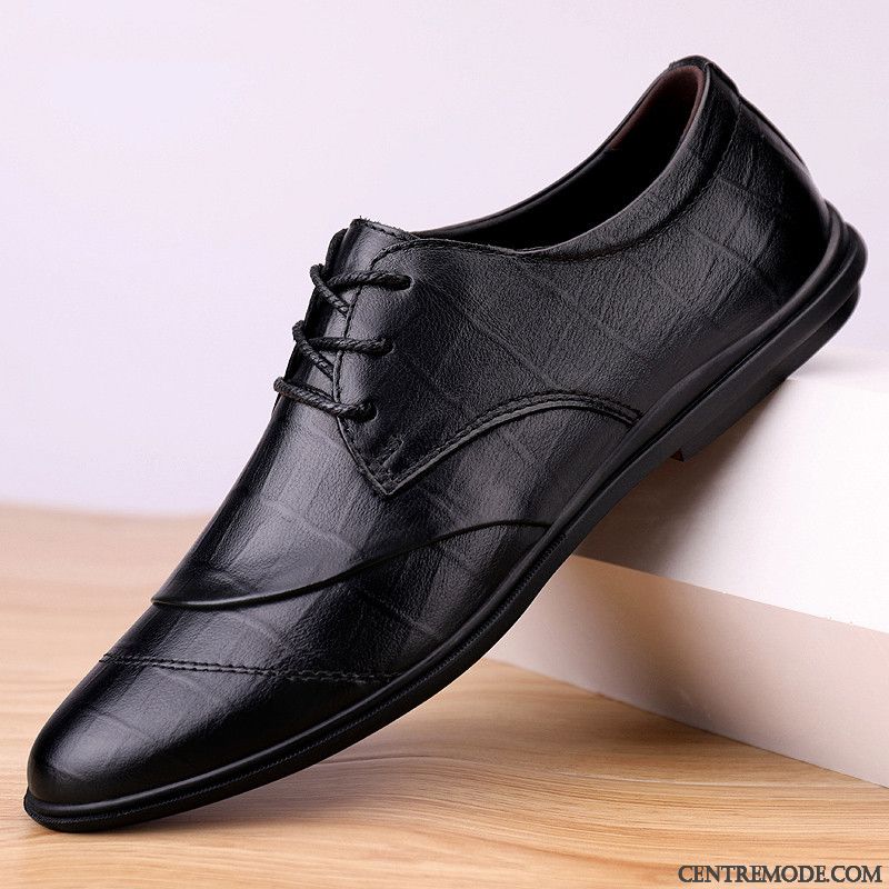 Derbies Homme Décontractée Respirant Entreprise Dessus Cuir Cuir Véritable Chaussures En Cuir Noir Marron