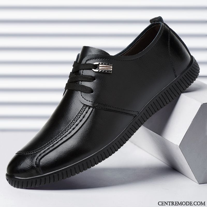 Derbies Homme Décontractée Respirant Été Tendance Semelle Doux Cuir Véritable Bleu