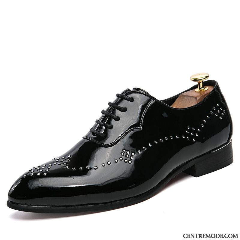 Derbies Homme Décontractée Tous Les Assortis En Cuir Pointe Pointue Chaussures En Cuir Entreprise Noir