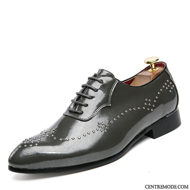 Derbies Homme Décontractée Tous Les Assortis En Cuir Pointe Pointue Chaussures En Cuir Entreprise Noir