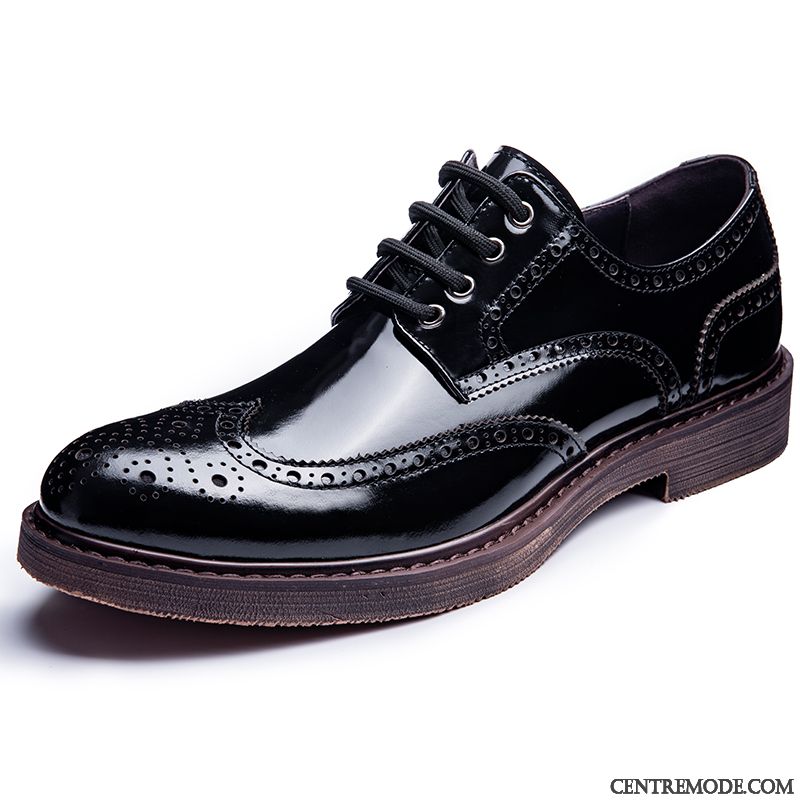 Derbies Homme En Cuir Tendance Cuir Véritable Angleterre Fleur Entreprise Couleurs Mixtes Noir