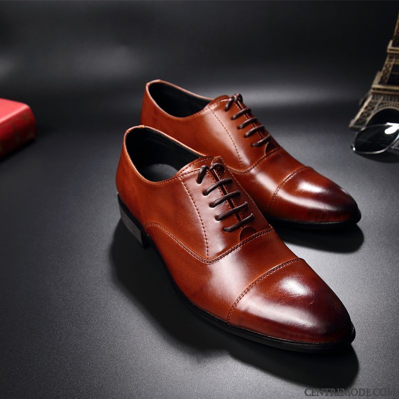 Derbies Homme Entreprise Cuir Véritable Angleterre Décontractée Costume Formel Laçage Brun