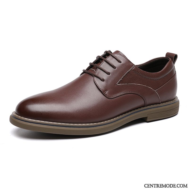 Derbies Homme Entreprise Décontractée Printemps Chaussures En Cuir Cuir Véritable Costume Formel Noir Rouge