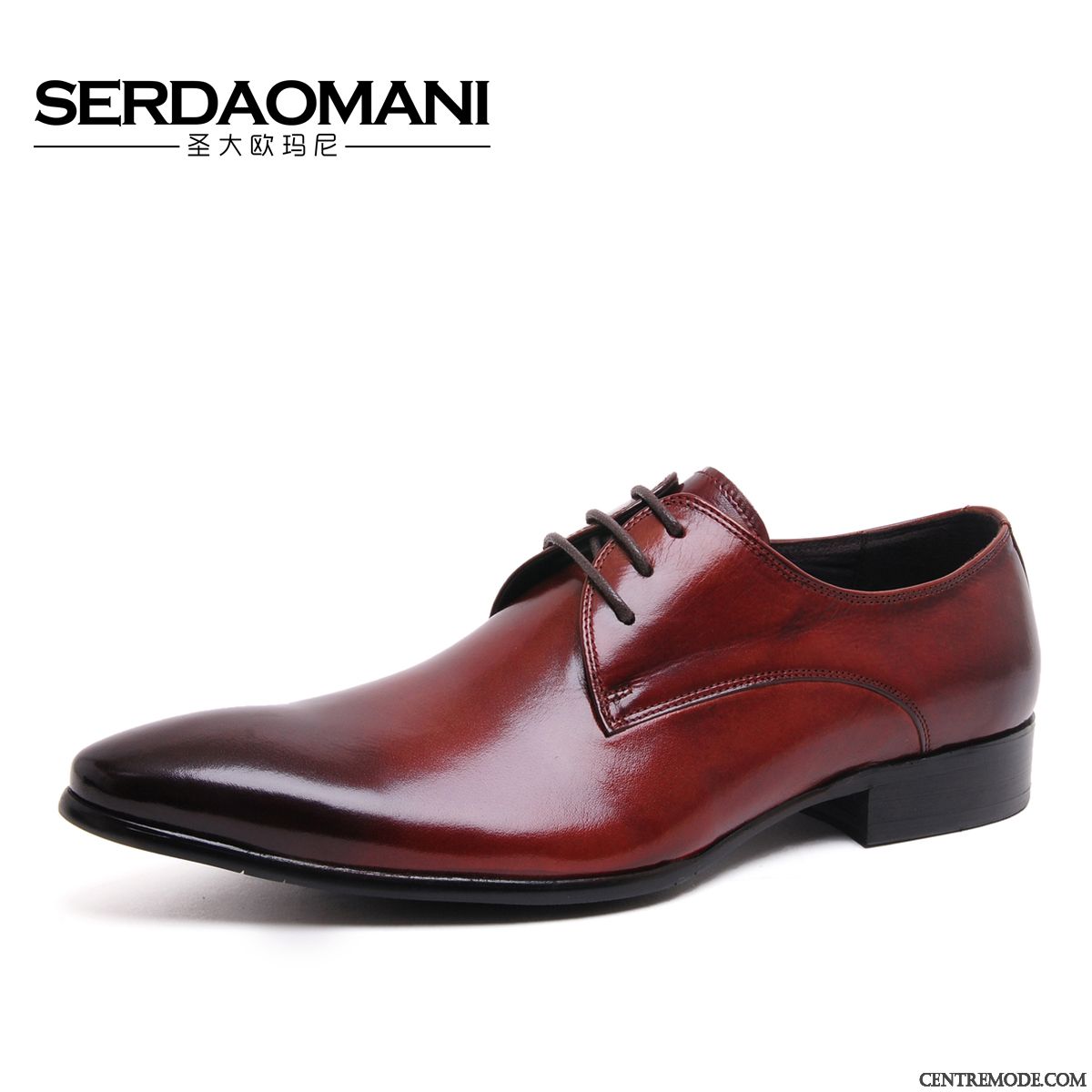 Derbies Homme Entreprise Laçage Chaussures En Cuir Tendance Respirant Printemps Bordeaux