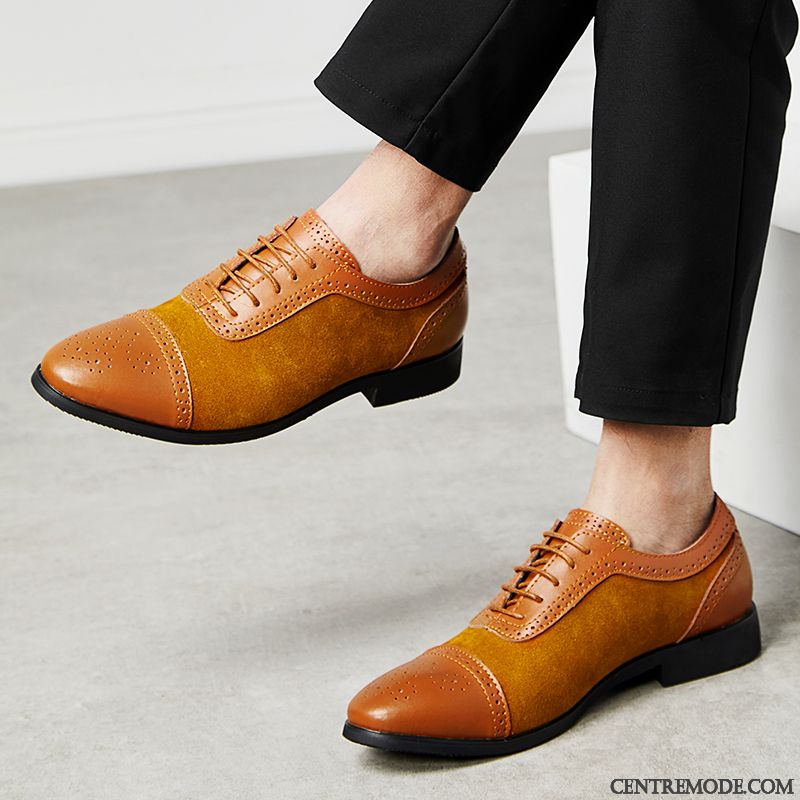 Derbies Homme Jeunesse Grande Taille Angleterre Chaussures En Cuir Tendance Gros Bleu