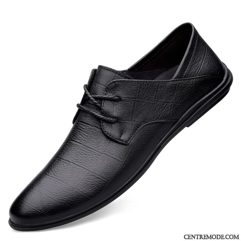 Derbies Homme Jeunesse Semelle Doux Cuir Véritable Laçage Angleterre Entreprise Noir