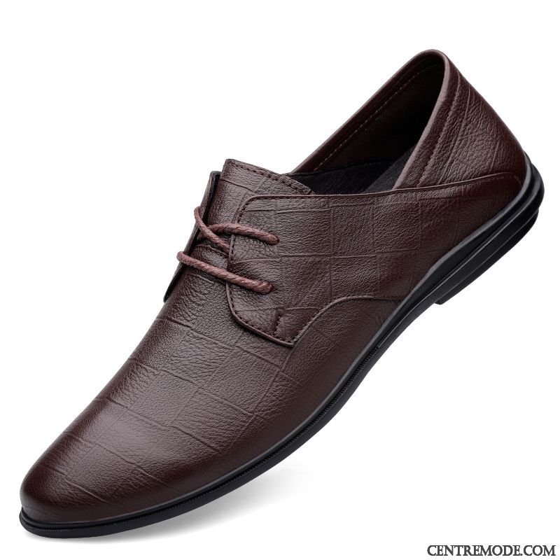 Derbies Homme Jeunesse Semelle Doux Cuir Véritable Laçage Angleterre Entreprise Noir