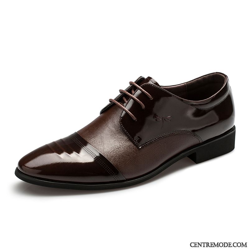 Derbies Homme Laçage Cuir Verni Mode Cuir Véritable Chaussures En Cuir Costume Formel Noir Rouge