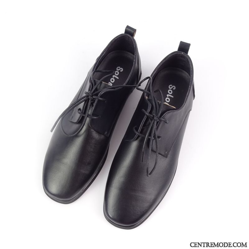 Derbies Homme Lumière Angleterre Chaussures En Cuir Adolescent Décontractée Tête Carrée Brun Foncé