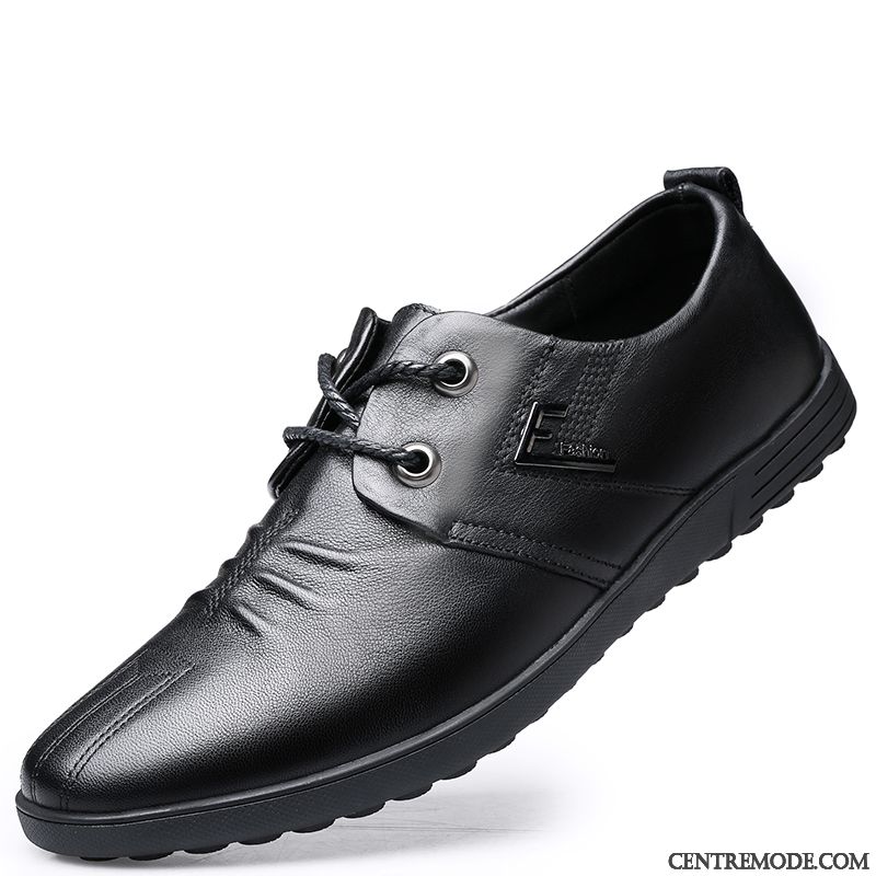 Derbies Homme Lumière Chaussures En Cuir Respirant Adolescent Conduire Simple Marron Clair