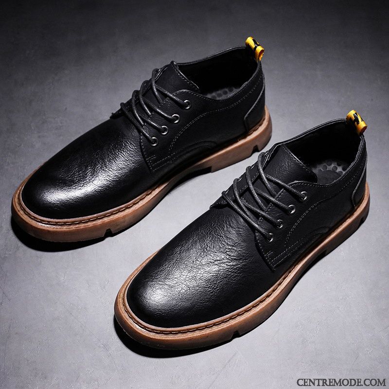 Derbies Homme Printemps Angleterre Costume Formel Décontractée Chaussures De Travail Chaussures En Cuir Noir