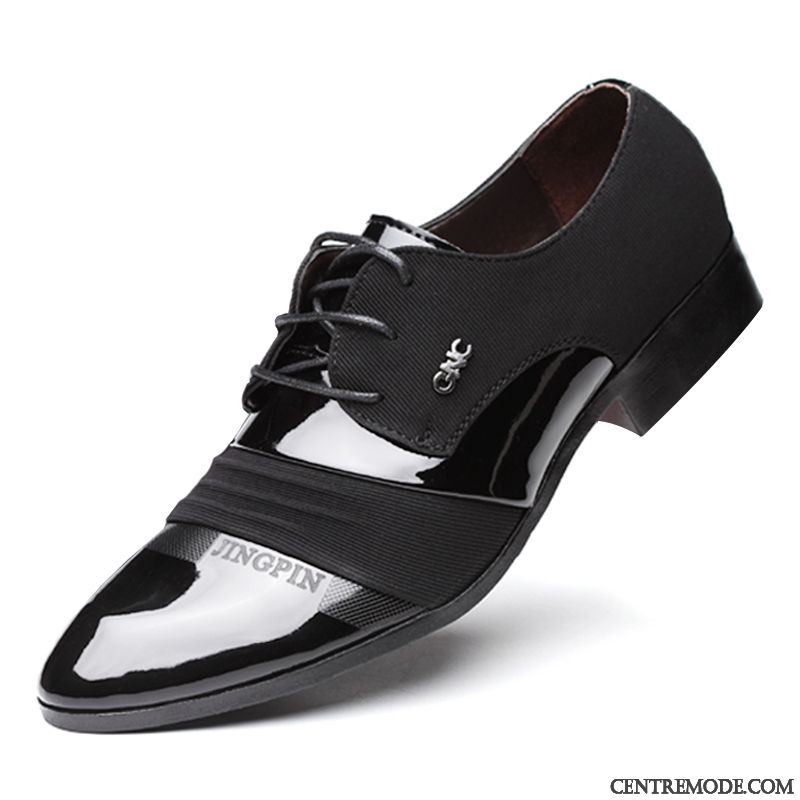 Derbies Homme Printemps Chaussures En Cuir Décontractée Tendance Angleterre Semelle Doux Noir