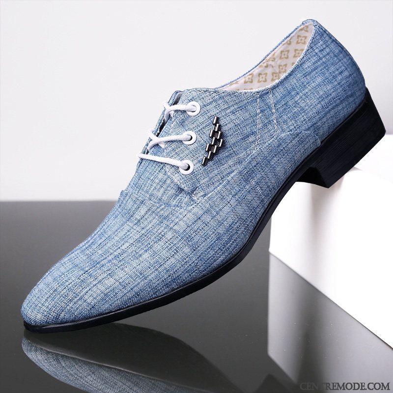 Derbies Homme Printemps Chaussures En Cuir Décontractée Tendance Angleterre Semelle Doux Noir