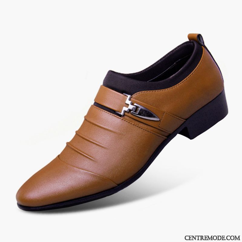 Derbies Homme Printemps Chaussures En Cuir Décontractée Tendance Angleterre Semelle Doux Noir